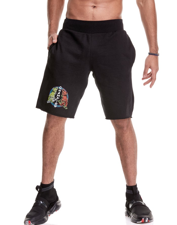 Champion Mens Shorts NZ - Reverse Weave Cut-Off Dueling Tigers Black ( 5294-AWJHP )